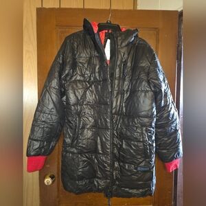 Urban Outfitters Black Quilted Coat with Red Highlights